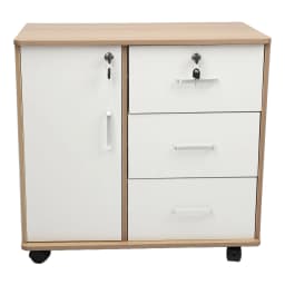 Bedside Storage Cabinet with Lock Removable Wheels Artificial Wood Bedroom End Table Drawer Cabinet for File Document Clothing