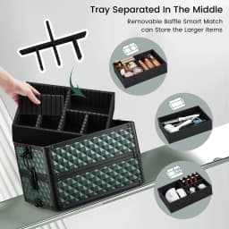 Rolling Cosmetology Case Makeup Train Case on Wheels 4 in 1 Cosmetic Box Makeup Travel Case with Key Storage Traveling Cart