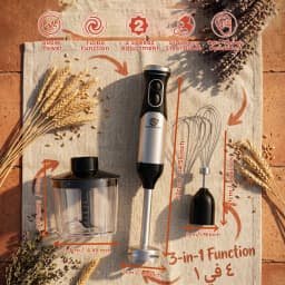 SUPERLEX 3 in 1 Immersion Hand Blender 600W Power Hand Stick Blender Mixer Vegetable Meat Grinder with 304 Stainless Steel Blade
