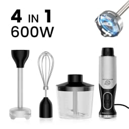 SUPERLEX 3 in 1 Immersion Hand Blender 600W Power Hand Stick Blender Mixer Vegetable Meat Grinder with 304 Stainless Steel Blade