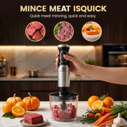 SUPERLEX 3 in 1 Immersion Hand Blender 600W Power Hand Stick Blender Mixer Vegetable Meat Grinder with 304 Stainless Steel Blade