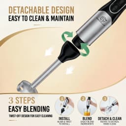 SUPERLEX 3 in 1 Immersion Hand Blender 600W Power Hand Stick Blender Mixer Vegetable Meat Grinder with 304 Stainless Steel Blade