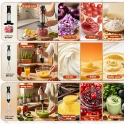 SUPERLEX 3 in 1 Immersion Hand Blender 600W Power Hand Stick Blender Mixer Vegetable Meat Grinder with 304 Stainless Steel Blade