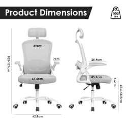 Farini Ergonomic Office Chair with Adjustable Lumbar Support & Headrest, High Back Executive Chair with Flip-Up Arms