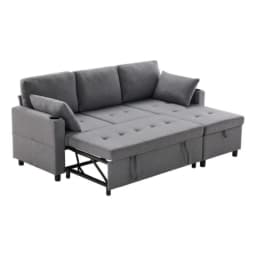 Sofa Bed,L-Shaped Corner Sofa,3 Seater Pull out Sofa with Storage,Convertible Settee Sectional Sofa for Living Room,Office,Grey