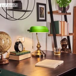 Green Glass Lamp Shade Desk Lamp Banker Lamp Pull Chain Switch Table Lamp Classic Table Lamp