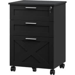 3-Drawer Rolling File Cabinet with Lock - Wooden Mobile Filing Cabinet for Home Office, Under Desk Storage Organizer fits Letter