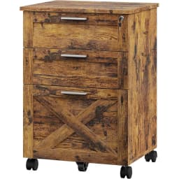 3-Drawer Rolling File Cabinet with Lock - Wooden Mobile Filing Cabinet for Home Office, Under Desk Storage Organizer fits Letter
