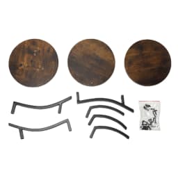 Round End Table Side Table 3 Tier MDF Metal Frame Rustic Accent Table Nightstand for Living Room Bedroom Couch