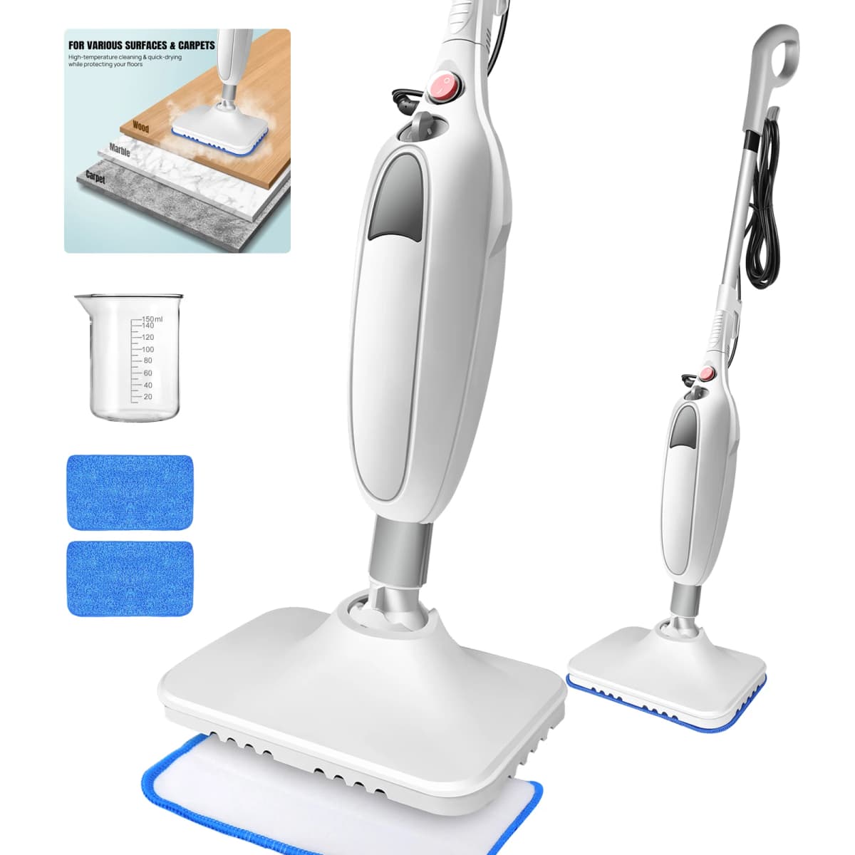BRIEFNESS 1200W Electric Steam Cleaner High Temperature Steam Mop Sterilization Handhled Household for All Floors