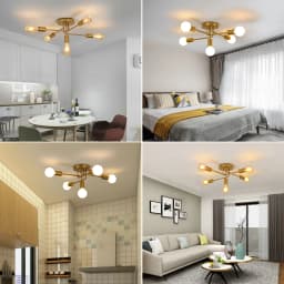 Modern Ceiling Light,5 Lights E27 Industrial Ceiling Lamp,Gold Metal Ceiling Lighting for Living Room,Bedroom(Bulb not included)