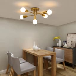 Modern Ceiling Light,5 Lights E27 Industrial Ceiling Lamp,Gold Metal Ceiling Lighting for Living Room,Bedroom(Bulb not included)