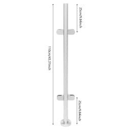 Stair Railing Post 316 Food-Grade Stainless Steel Railing Middle Post 43.3in Railing Middle Support 132lbs for 0.47in Thickness