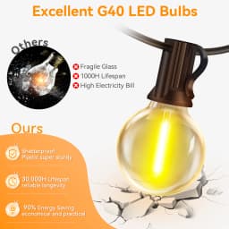 45M G40 LED String Lights Outdoor Fairy Garden Garland Lamp With Remote Control For Patio Street Wedding Party Decorative Lights