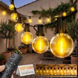 45M G40 LED String Lights Outdoor Fairy Garden Garland Lamp With Remote Control For Patio Street Wedding Party Decorative Lights