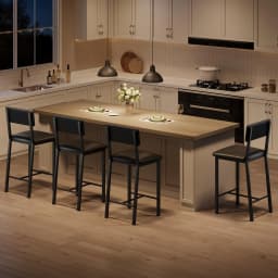 Bar Stools Set of 4, Kitchen Barstools with Thick Cushion, 25 in Counter Height Bar Stools with Backrest and Footrest