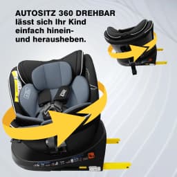 Reecle I-Size 360 Swivel Baby Car Seat, 40-150cm (0-12 Years), Compatible with ISOFIX