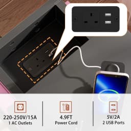 Push and Pull Nightstands Wood Slim Bedside Table with 1.2m Light Strip Ports 3 Drawers for Bedrooms Living Rooms UK Plug