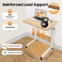 Adjustable Mobile Laptop Desk on Wheels, Rolling Computer Stand with Casters, Freestanding Ergonomic Workstation for Home Office