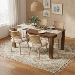 Set of 2/4/6,PU seat,rattan backrest,Bamboo kitchen chair with imitation rattan backrest and retro side armchair,beige