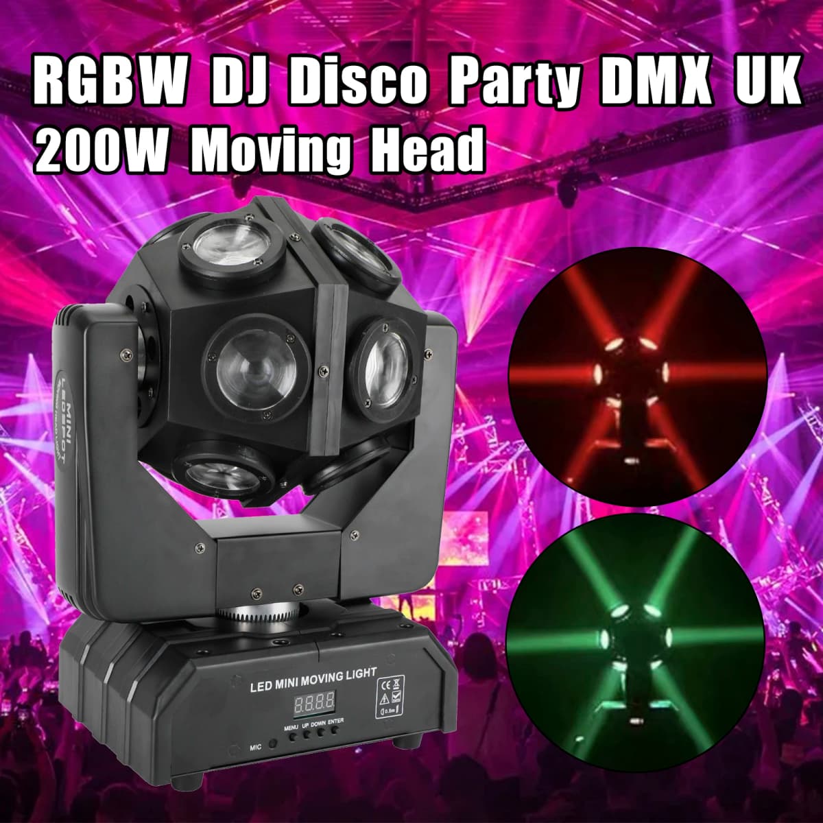 200W Moving Head 12 LED Rotating Beam Stage Light RGBW DJ Disco Party DMX
