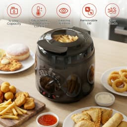 SUPERLEX Mini Electric Deep Fat Fryer 1 Litre 950W Compact Deep Fryer with Viewing Window, Adjustable Temperature Control, Removable Lid & Fry Basket, Easy Clean Small Deep Fryer for Home Cooking Chips Onion Rings