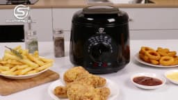 SUPERLEX Mini Electric Deep Fat Fryer 1 Litre 950W Compact Deep Fryer with Viewing Window, Adjustable Temperature Control, Removable Lid & Fry Basket, Easy Clean Small Deep Fryer for Home Cooking Chips Onion Rings