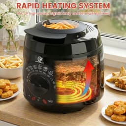SUPERLEX Mini Electric Deep Fat Fryer 1 Litre 950W Compact Deep Fryer with Viewing Window, Adjustable Temperature Control, Removable Lid & Fry Basket, Easy Clean Small Deep Fryer for Home Cooking Chips Onion Rings