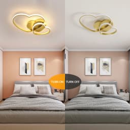 48W Heart Shape LED Ceiling Light Modern, Dimmable with Remote Control 3000K-6500K Ceiling Lamp Golden for Bedroom, Dining Room