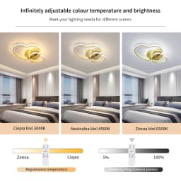 48W Heart Shape LED Ceiling Light Modern, Dimmable with Remote Control 3000K-6500K Ceiling Lamp Golden for Bedroom, Dining Room
