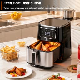 SUPERLEX 5.5L Digital Air Fryer 1450W Oil Free Air Fryer, Touch Screen Multiple Preset Programmes, Adjustable Time & Temperature, Non-Stick Dishwasher Safe Basket for Healthy Home Cooking