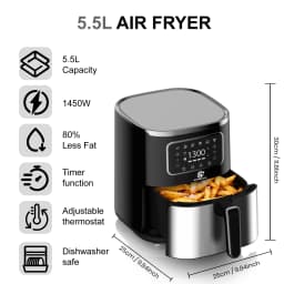 SUPERLEX 5.5L Digital Air Fryer 1450W Oil Free Air Fryer, Touch Screen Multiple Preset Programmes, Adjustable Time & Temperature, Non-Stick Dishwasher Safe Basket for Healthy Home Cooking