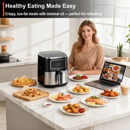 SUPERLEX 5.5L Digital Air Fryer 1450W Oil Free Air Fryer, Touch Screen Multiple Preset Programmes, Adjustable Time & Temperature, Non-Stick Dishwasher Safe Basket for Healthy Home Cooking