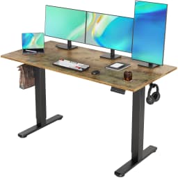 Seang Electric Standing Desk Adjustable Height, 120x60cm Sit Stand With Splice Board for Home Office Computer Workstation, White