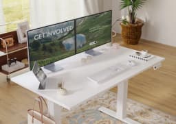 Seang Electric Standing Desk Adjustable Height, 120x60cm Sit Stand With Splice Board for Home Office Computer Workstation, White