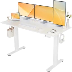 Seang Electric Standing Desk Adjustable Height, 120x60cm Sit Stand With Splice Board for Home Office Computer Workstation, White