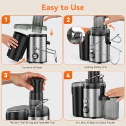 Sejoy Compact Fruits Juicer,Juice Extractor Machine Multiple Safety Features Operation Centrifugal Extractor Speed Adjustable