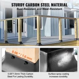 SucceBuy 4x4 Post Base 4/10Pcs Internal 3.6"x3.6" Heavy Duty Powder-Coated Steel Post Bracket Fit for Standard Wood Post Anchor