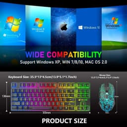 T87 Wireless Keyboard Mouse Set, Rainbow Backlit 2.4G Rechargeable Gaming Keyboard 2400DPI Optical Gaming Mouse with Mouse Pad