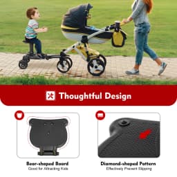 Universal Stroller Board 2 in 1 Removable Seat 55LBS Load PP PU EVA Adjustable Standing Sitting Kids 3-7