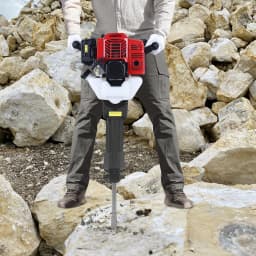 52CC 2-Stroke 1900W Demolition Jack Hammer 20-55J Impact Concrete Breaker Rock Drill with Point Flat Chisel