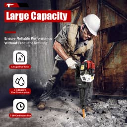 52CC 2-Stroke 1900W Demolition Jack Hammer 20-55J Impact Concrete Breaker Rock Drill with Point Flat Chisel
