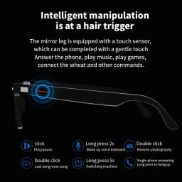 Smart Glasses AI Voice Assistant Camera Glasses BT Audio Glasses (Sunglasses)