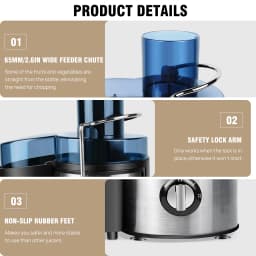 Centrifugal fruit and vegetable juicer, 65mm wide-mouth design, 1000W, rapid juicing, 500ml juice cup