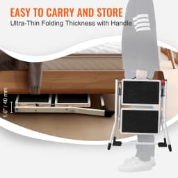 SucceBuy Step Ladder 1/2-Step 330lbs Capacity Ergonomic Folding Steel Step Stool with Wide Anti-Slip Pedal Multi-Use for House