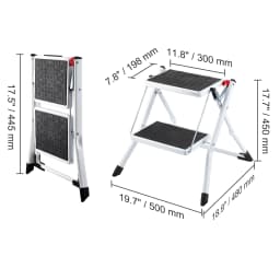 SucceBuy Step Ladder 1/2-Step 330lbs Capacity Ergonomic Folding Steel Step Stool with Wide Anti-Slip Pedal Multi-Use for House