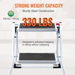 SucceBuy Step Ladder 1/2-Step 330lbs Capacity Ergonomic Folding Steel Step Stool with Wide Anti-Slip Pedal Multi-Use for House
