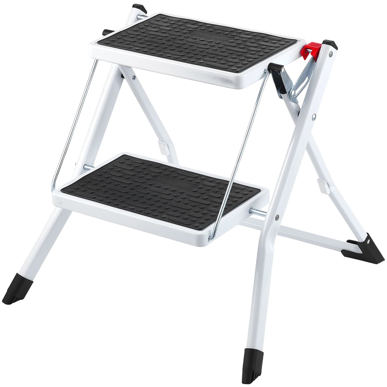 SucceBuy Step Ladder 1/2-Step 330lbs Capacity Ergonomic Folding Steel Step Stool with Wide Anti-Slip Pedal Multi-Use for House