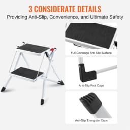 SucceBuy Step Ladder 1/2-Step 330lbs Capacity Ergonomic Folding Steel Step Stool with Wide Anti-Slip Pedal Multi-Use for House