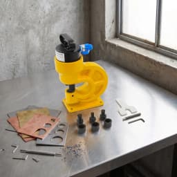 31T Hydraulic Punching Machine 95mm Throat Depth for Copper Iron Aluminum Steel, 4 Punching Dies Set, Portable Hole Puncher for Bus Bar Flat Iron, Heavy Duty Metal Punch Tool W/Padding Plate & Hex Wrench, Electrician DIY Equipment